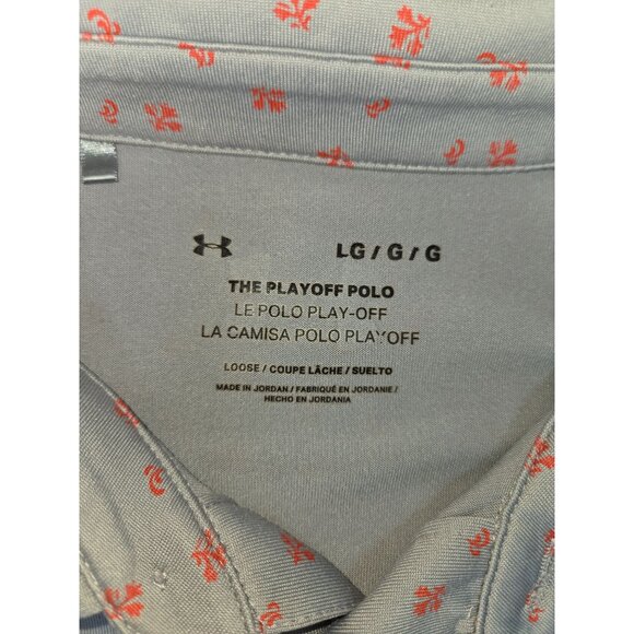 Under Armour The Playoff Polo Shirt Large Gray & Red Floral Pattern - Picture 5 of 8
